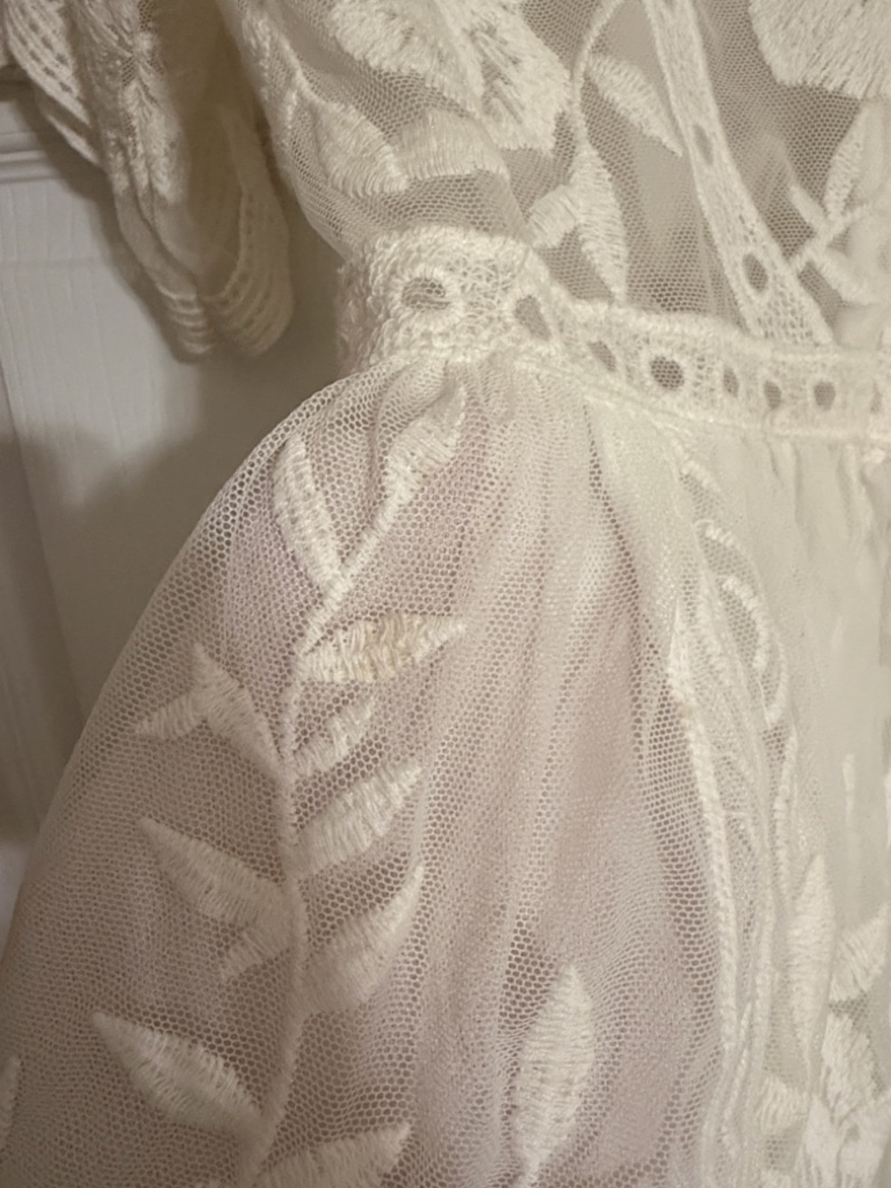 Altar'd State Cream Floral Lace V-Neck Mini Dress - Picture 9 of 9